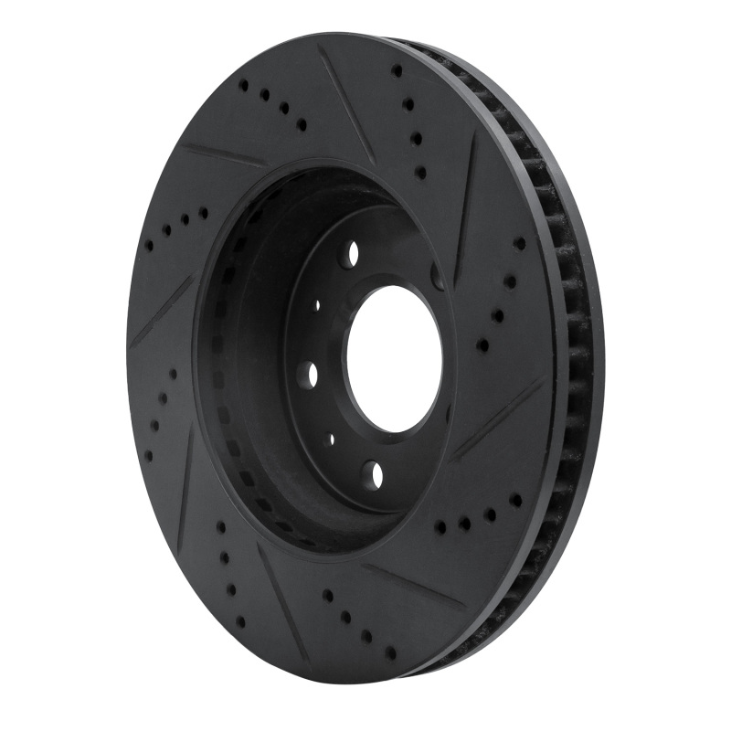 Cadillac STS Brake Rotor (1) - Front Left - R1 Concepts - Drilled & Slotted - Black - `03-`08